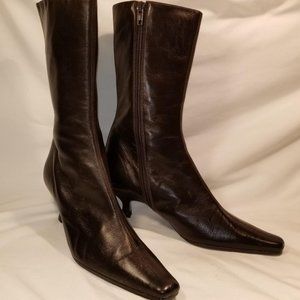 Brown leather boots